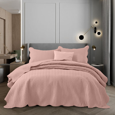Modern & Contemporary Embossed Microfiber Quilted Coverlet Set