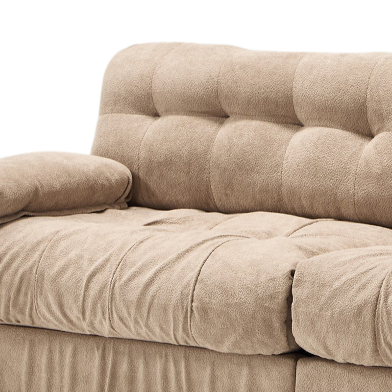 Causeuse en flanelle 88 po Geneveve, Marron clair