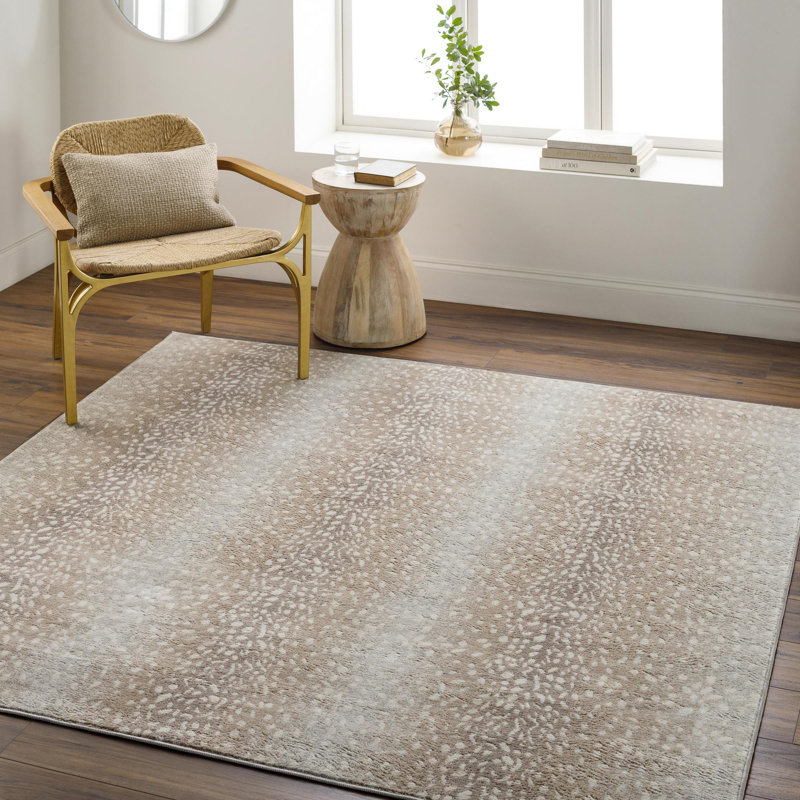 Angelick Camel/Light Gray Area Rug, Square 6'7"
