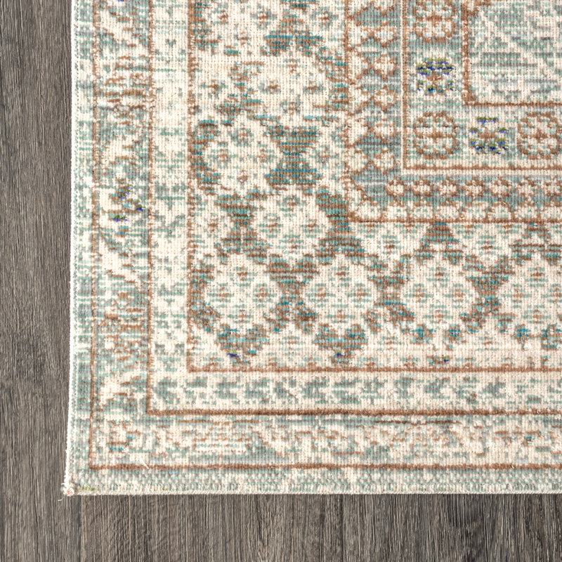 Tapis bleu clair / ivoire Lucinda English Country Argyle, Tapis de couloir 2 pi 2 po x 8 pi