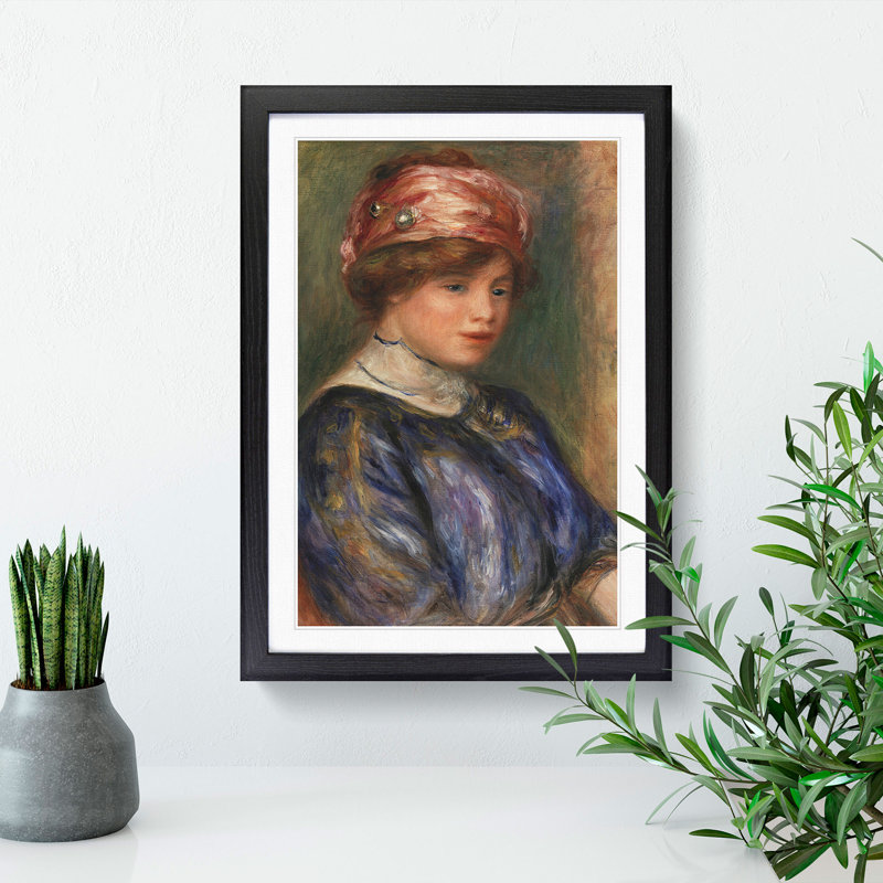 Portrait of a Woman Vol.2 by Pierre-Auguste Renoir - Picture Frame Painting on MDF, 65cm H x 48cm W x 2cm D, Black Framed
