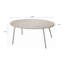 Table de salle à manger ronde en verre PE blanc cassé pour l'extérieur