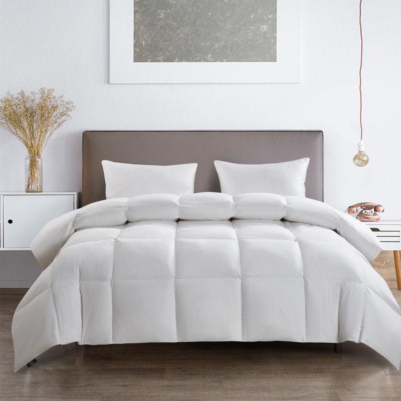 Serta Super Soft 233 Thread Count White Goose Feather And Down Fiber Comforter By Serta All Season Full / Queen, Queen