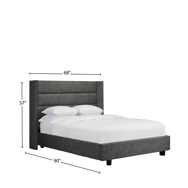 Lit plateforme tapissier avec rangement à profil bas Haslemere, Grand, Ardoise