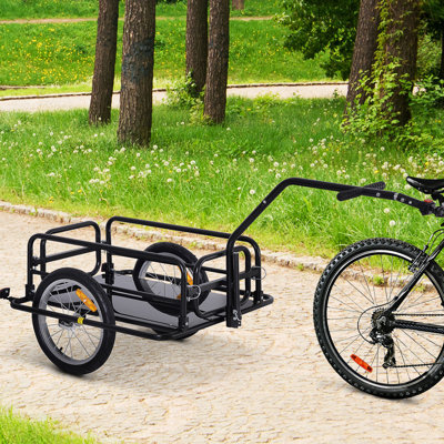 Bike Cargo Trailer, Bicycle Trailer, Heavy-Duty Bike Wagon Cart, Foldable Compact Storage, With Universal Hitch, 16" Wheels, 88 Lbs. Capacity, Black