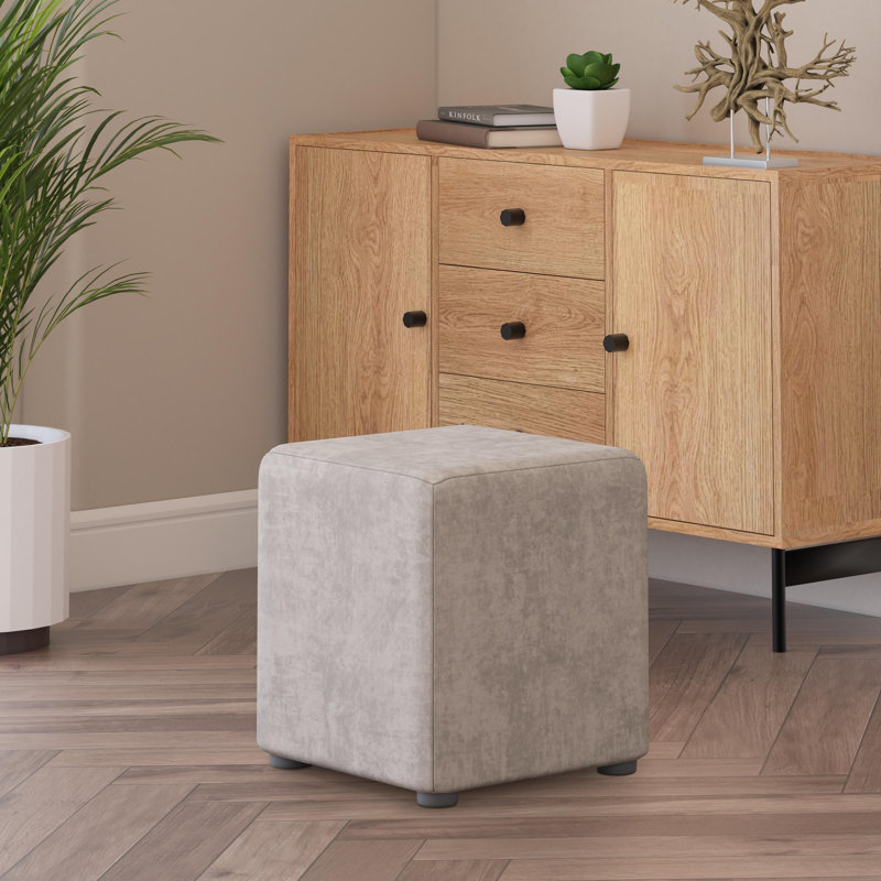 Aliete Accent Stool, Velvet, Bone Cream