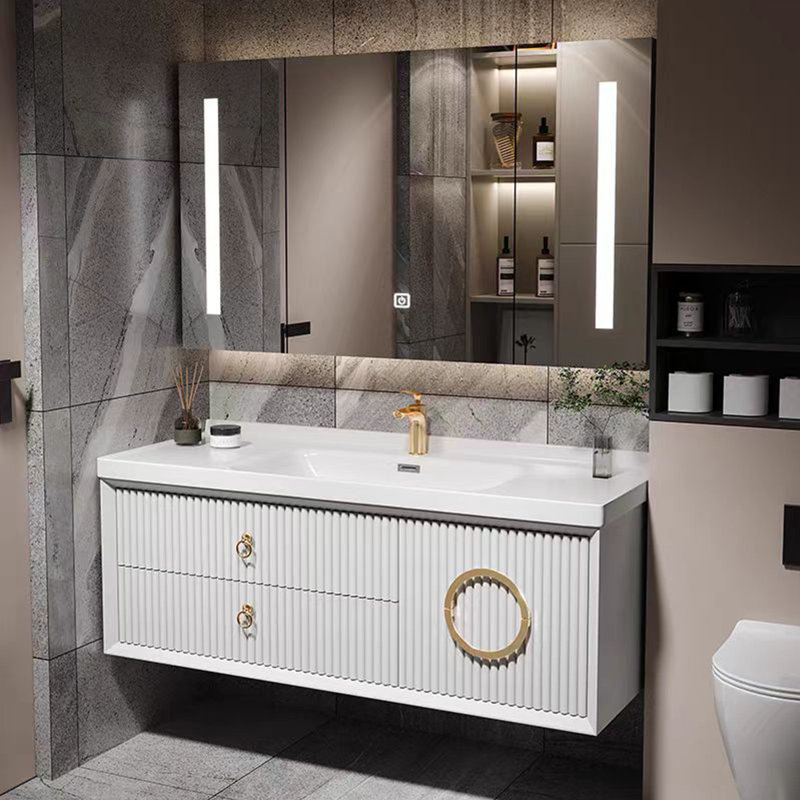 Armoire de salle de bain simple et à la mode., Blanc