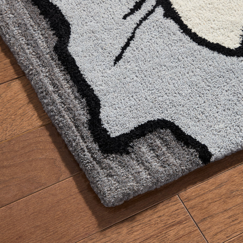Tapis gris en laine fabriqué à la main NICOLE MILLER New York Flora Grandeur, Rectangle 8 pi 12 po x 12 pi