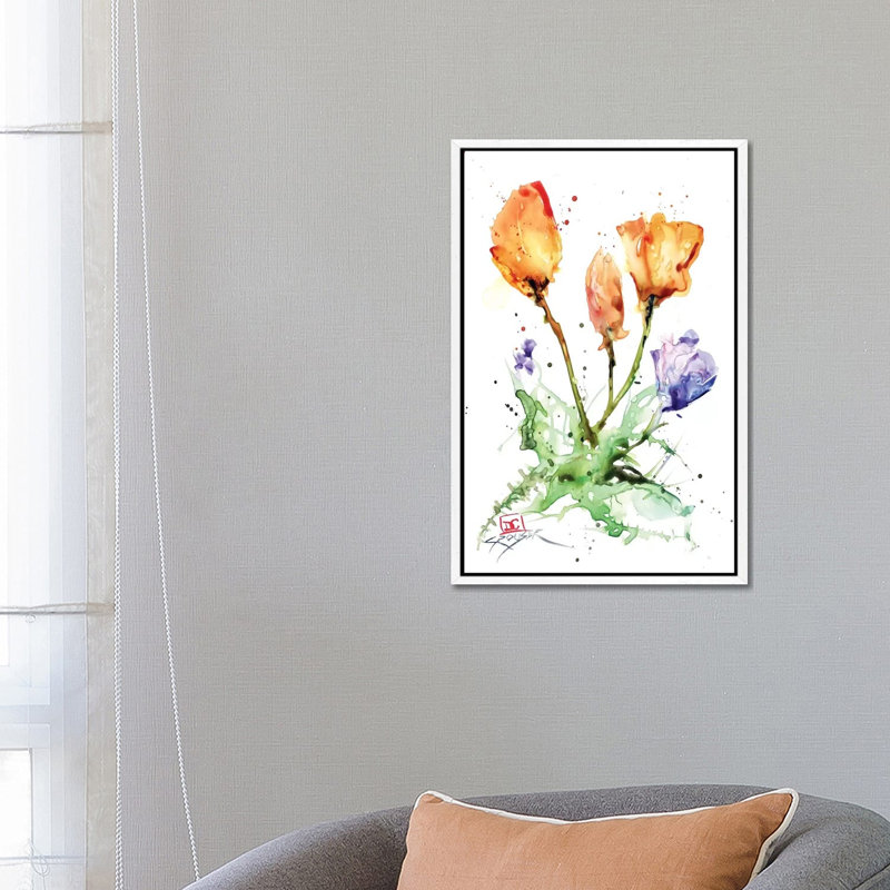 Flowers by Dean Crouser - Painting on Canvas, 66.04 cm H x 45.72 cm W, White Framed