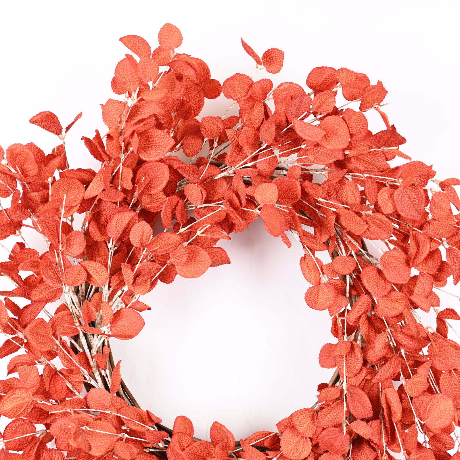 24'' Halloween Handcrafted Faux Eucalyptus Wreath, Orange