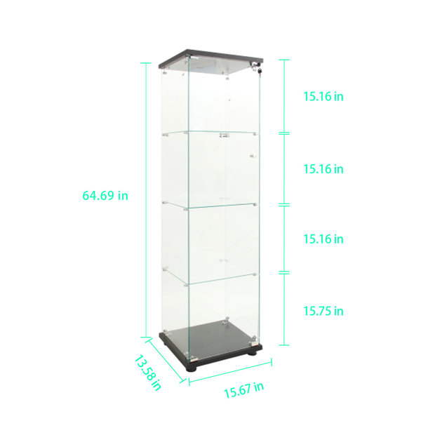 Bronx Display Unit Ivy Bronx Tempered Glass Display Cabinet In White With Built-in Led ...