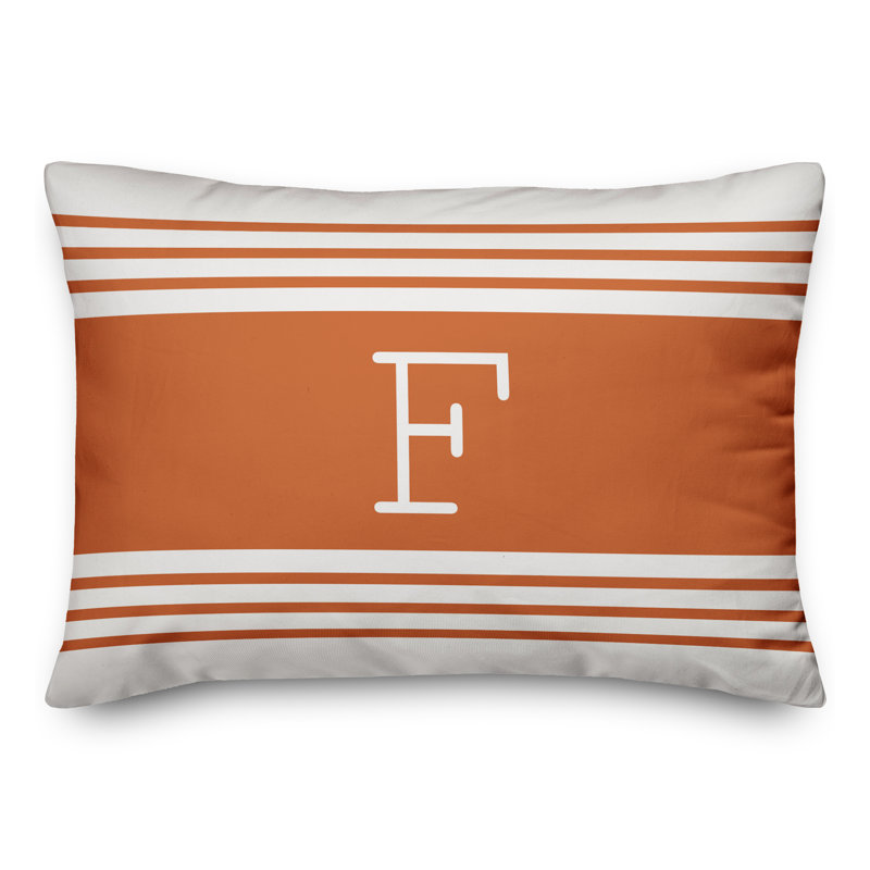 Striped Throw Pillow, F, Orange