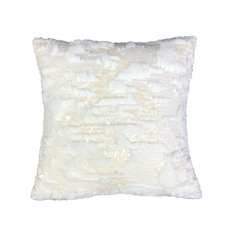 Housse de coussin en fourrure, 16" x 16", Ivoire