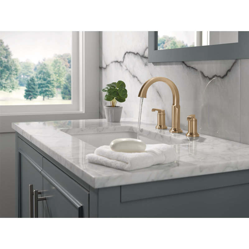 Tetra 3-Hole Widespread Bathroom Faucet, 2-Handle Bathroom Sink Faucet with Drain Assembly, Bronze