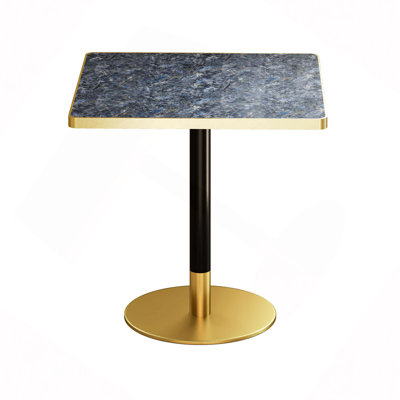 Table de salle à manger moderne 31,5 po Tulip, plateau de table en pierre frittée avec impression de faux marbre de luxe, base en acier inoxydable, surface imperméable et résistante aux rayures et à l'usure, idéale pour une utilisation intérieure et extérieure