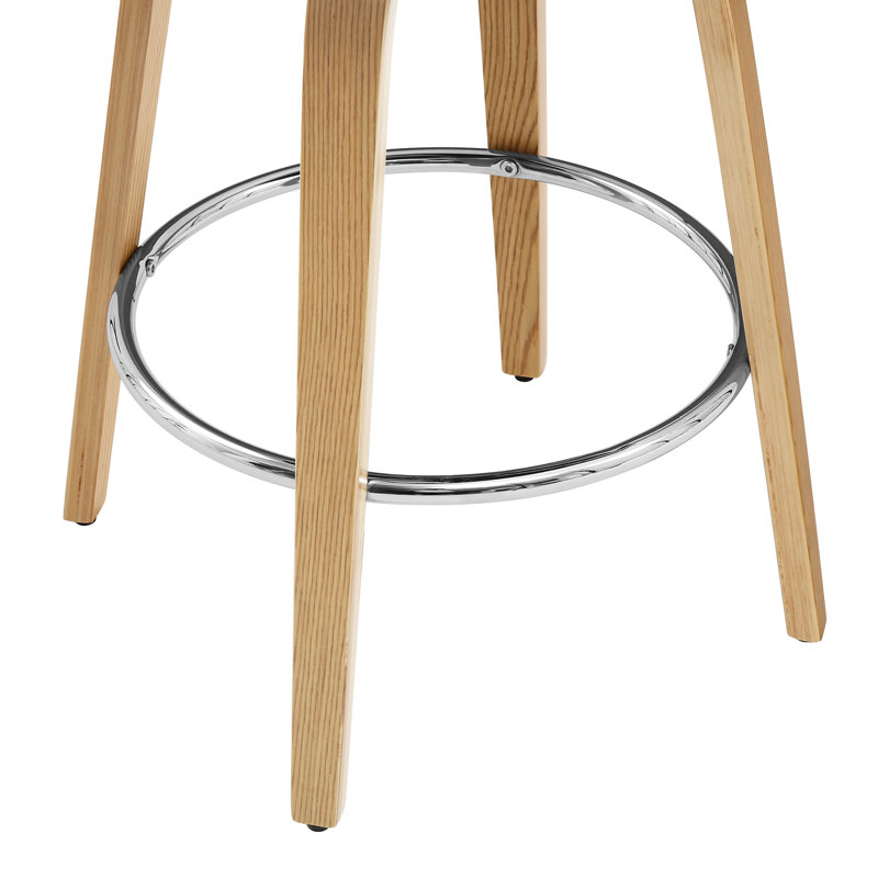 Vivi 26'' H Swivel Counter Stool With Wood Frame (Set of 4), White/Wood