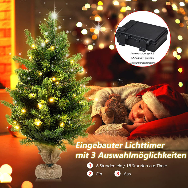 60cm H Lighted Artificial Fir Christmas Tree