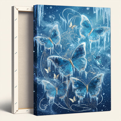 «Blue Butterflies», reproduction d'art sur toile, ensemble de 1