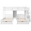 Triple lits superposés peu encombrants, bois de pin blanc avec rangement et tablettes polyvalentes
