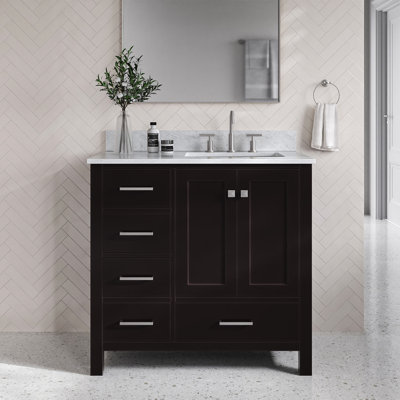 Flynt 37'' Single Bathroom Vanity with Carrara Marble Top