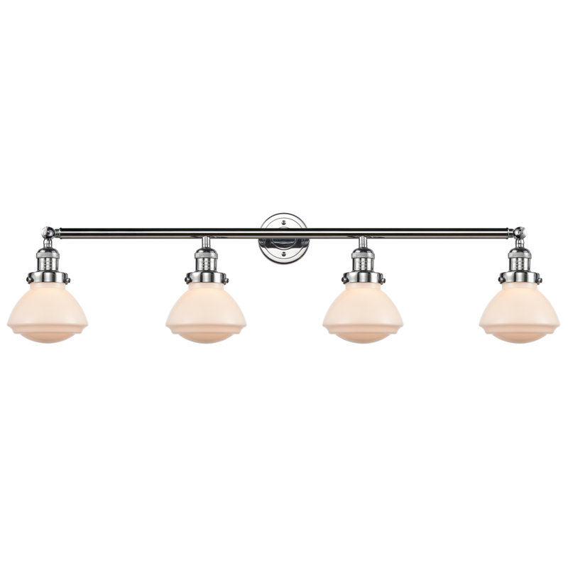 Éclairage pour salle de bain 4 lumières Chesterville, Ampoule incandescente rétro de 60 watts, Blanc mat, Chrome poli