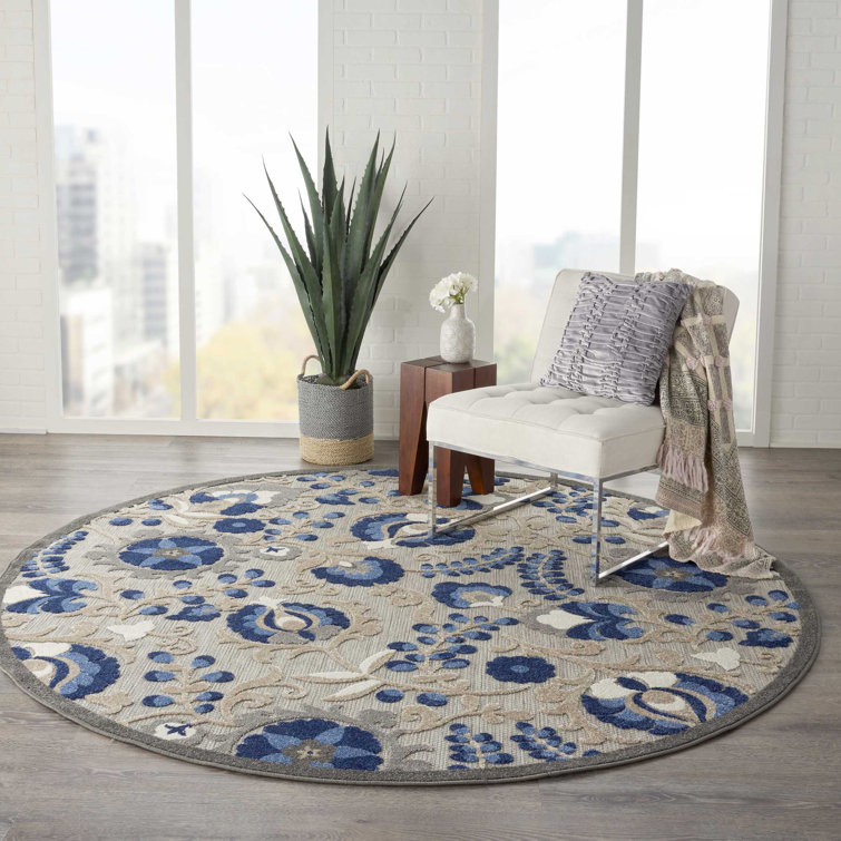 Ciann Floral Blue/Gray Indoor/Outdoor Area Rug