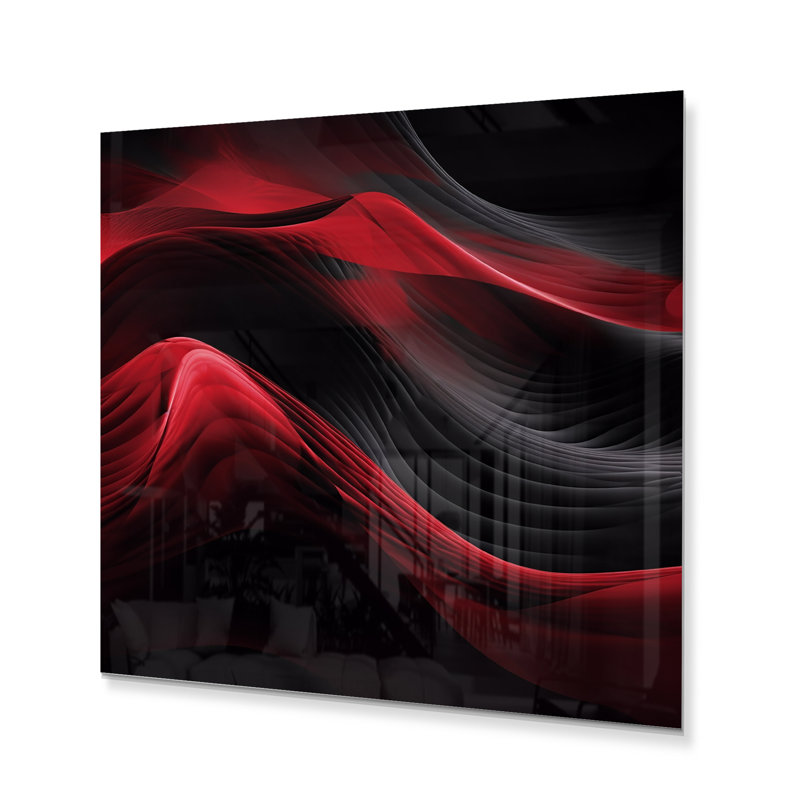 «Red Black Contemplative Abstraction» sur métal, impression, H 23 po x l 23 po x P 1 po