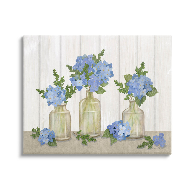 «Blue Geranium Flower Vases», art mural par Annie Lapoint, H 16 po x l 20 po x P 1,5 po