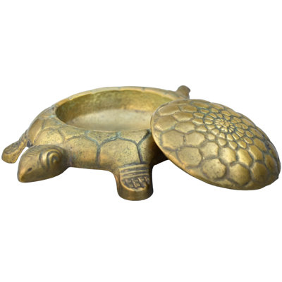 Handcrafted Italian Brass Turtle-Figurine Box Accent