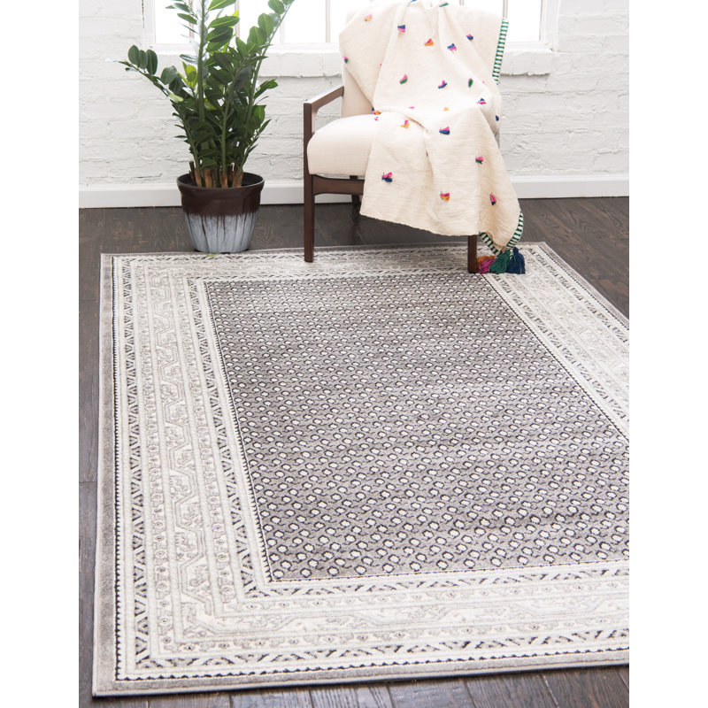 Tapis géométrique Swinson, Rectangle 4 pi 1 po x 6 pi 1 po, Gris
