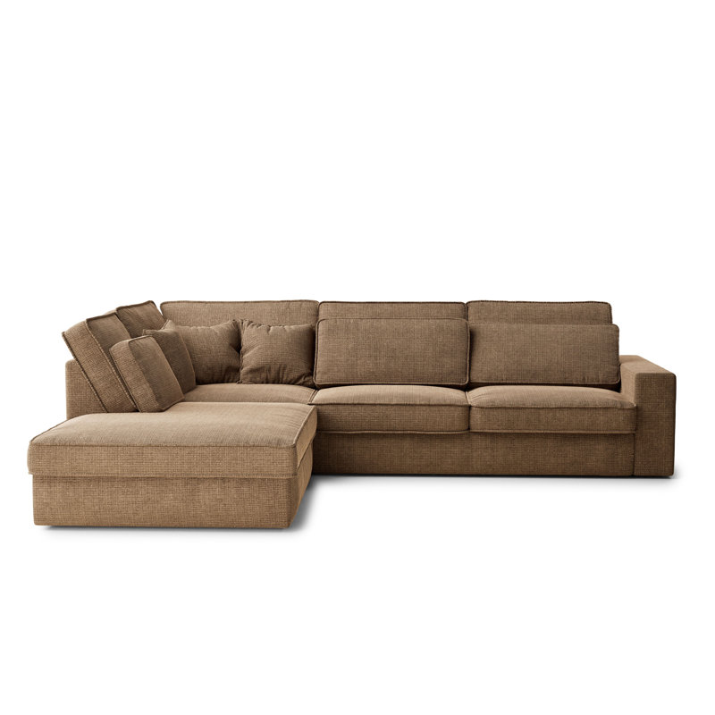5 Seater Corner Sofa , Brown, Left Hand Facing