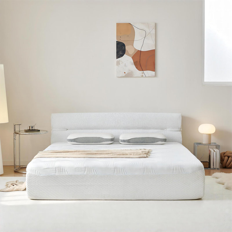 All In One Full Mattress And Bed Frame 15 Inch Full Size Mattresses In A Box With Cool Fabric, Pressure Relief, Motion Isolation No Assembly For Bedroom Apartment, White