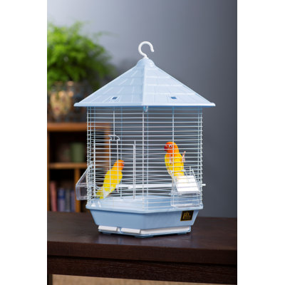 Borrero 21.5" Plastic Pointed Top Hanging Bird Cage with Perch