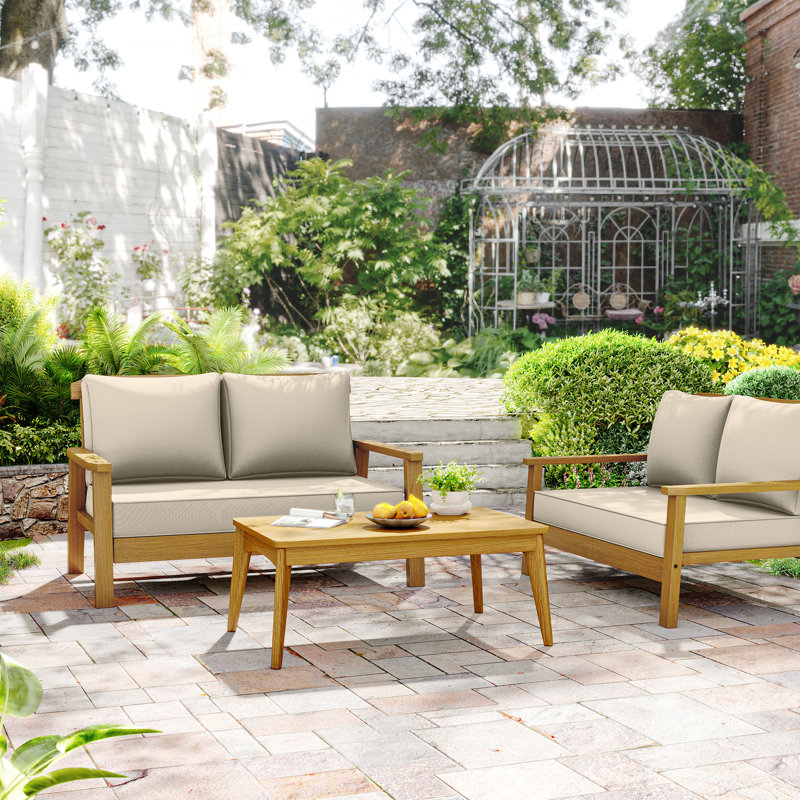 3-Piece Outdoor 5" Replacement Cushion Set Seat/Back Cushion，Only cushions, Cream