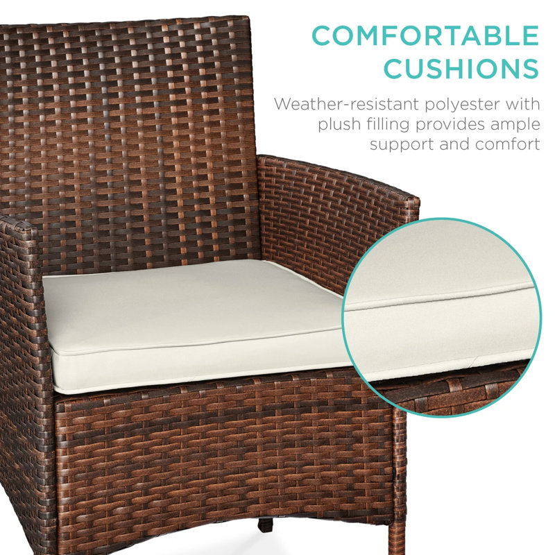 Patio Bistro Set, Brown, White Sand