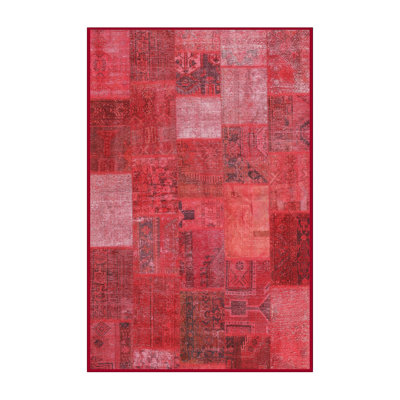Rouge contemporain/Tapis décoratif gris