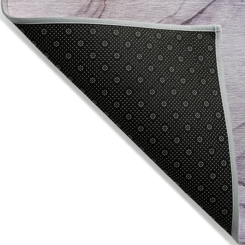 5' X 8' Grey and Purple Abstract Washable Non Skid Indoor Outdoor Area Rug, 60" W x 90" L