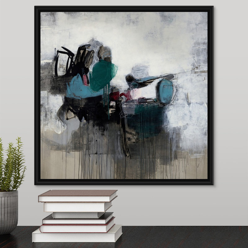 « time trial », peinture sur toile, H 17,7 po x l 17,7 po x P 1,75 po, Cadre flottant noir