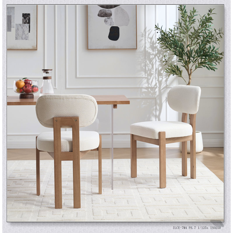 Ensemble de 2 chaises de salle à manger modernes en bois, revêtues de tissu pour le confort et le style, pour la cuisine et la salle à manger