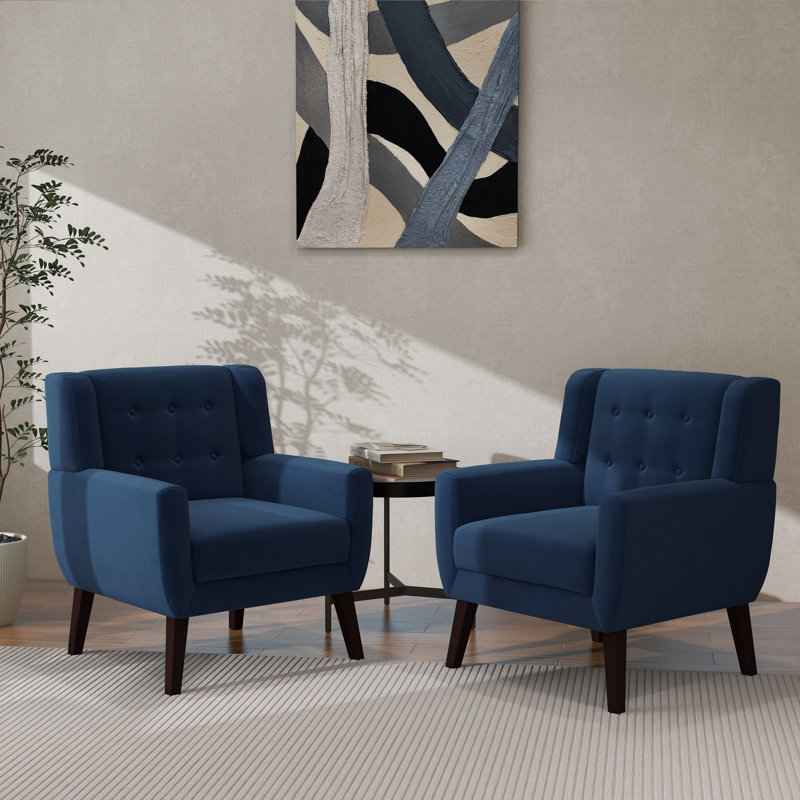Jaqueze 73.4 Cm Wide Cotton Armchair, Royal Blue Velvet