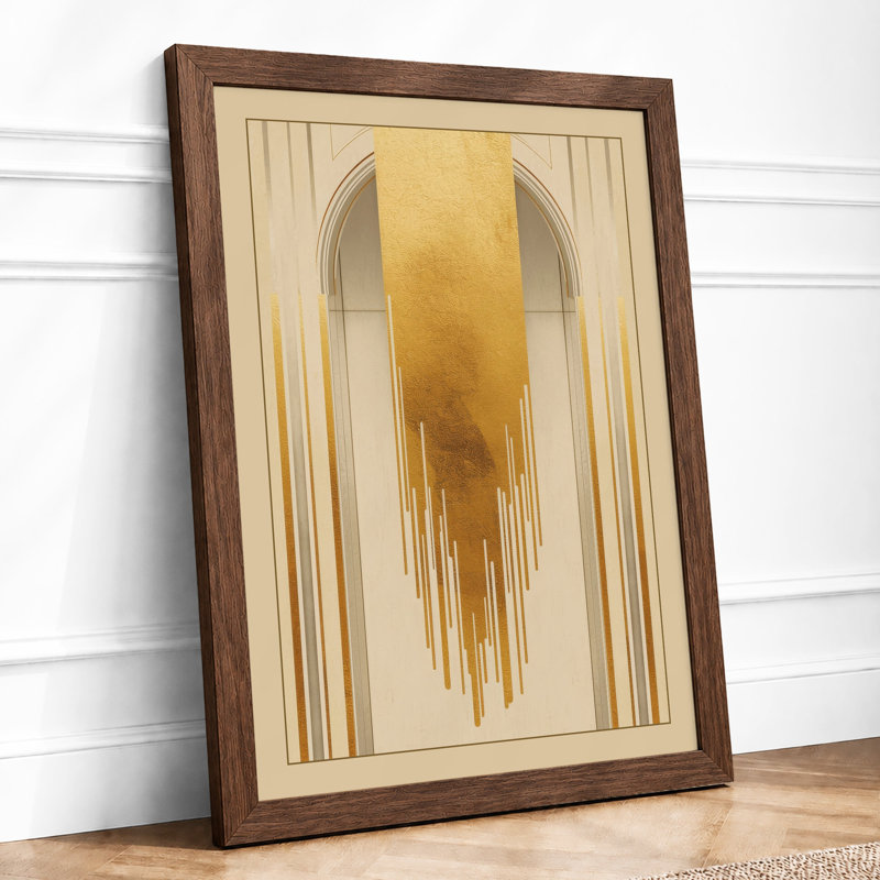 Gilded Descent Minimalist - Framed Print, A2 - 59.4 x 42.0 cm, Walnut
