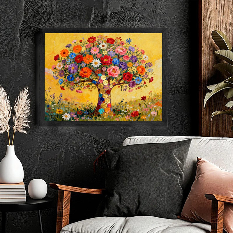 «Black», art floral inspiré de Gustav Klimt, impression bohémienne, H 17 po x l 25 po