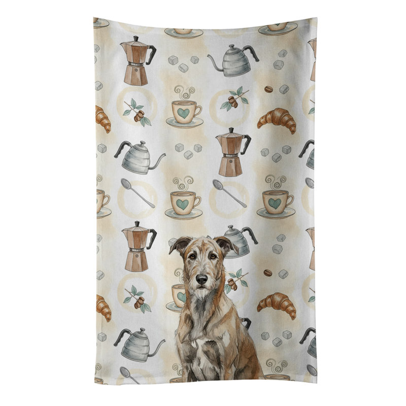 Brindle Irish Wolfhound Coffee Bar Kitchen Towel, Brindle Irish Wolfhound