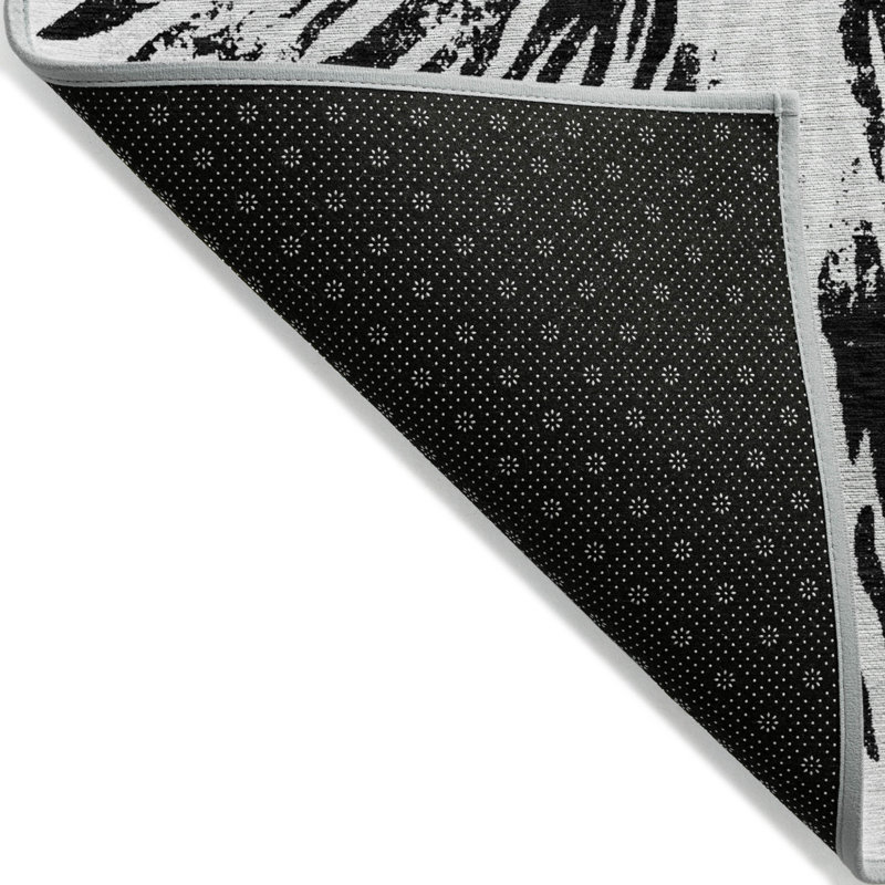 Tapis intérieur lavable abstrait noir 5 pi x 8 pi