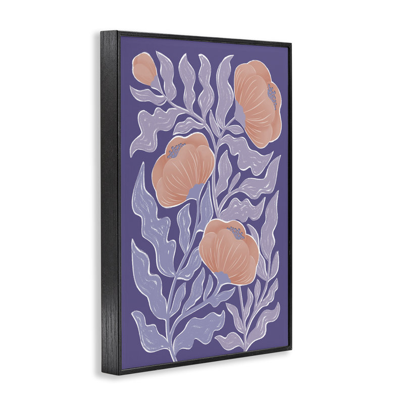 Giclée encadrée mauve Mid-Century, design par Martina Pavlova, H 30 po x l 20 po, Giclée encadrée noir minuit