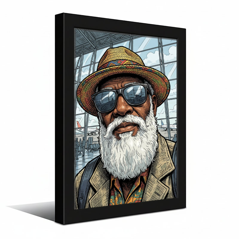 Chapeau de mode coloré avec lunettes de soleil sur fond de barbe blanche, Toile tendue, Ne s’applique pas, H 20 po x l 30 po