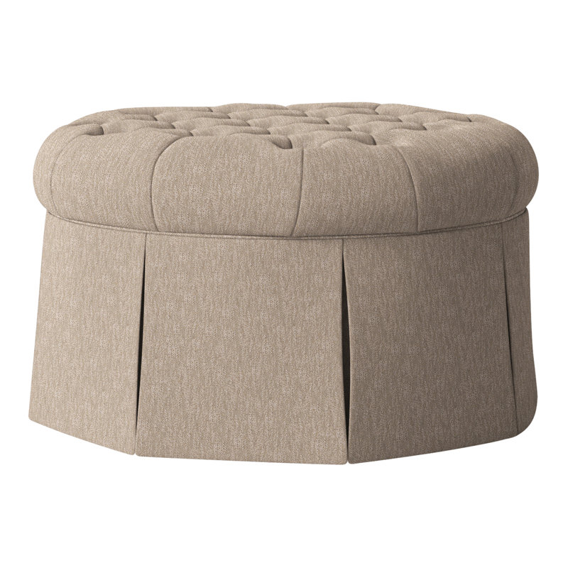 Alma 35" Tufted Round Cocktail Ottoman, Perigold Improve Dune