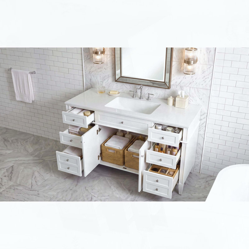 Meuble-lavabo de salle de bain de 48 pouces avec comptoir, White