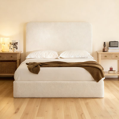 Canter Tall Headboard Upholstered Bed, Elegant Simplicity, No Box Spring Needed, Easy Assembly, Chenille