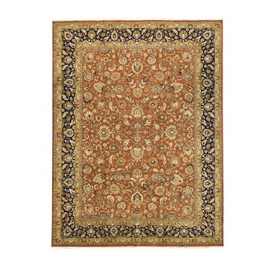 Tapis rouille et bleu marine de haute qualité noué à la main